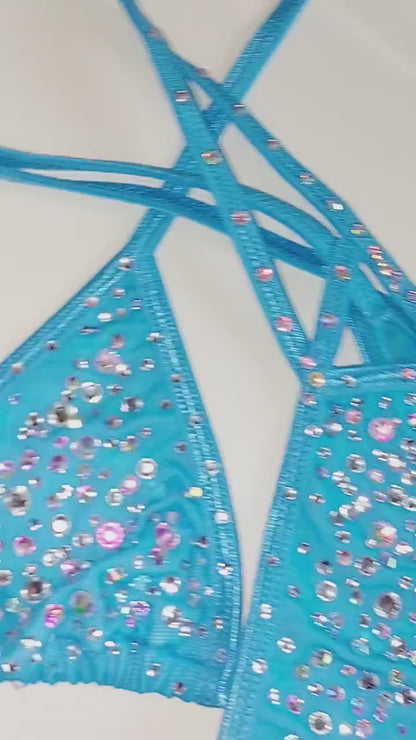 Lavender mesh G-string Bikini Set * Adjustable straps * Crystal rhinestones  * 5 Mix & Match Sizes  * Exotic Dancewear Pole Micro