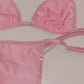 Baby Pink Rhinestone whale tail back ADJUSTABLE strap bikini * XS to XL, AA cup to DD cup * Stripper dancer outfits exotic dancewear