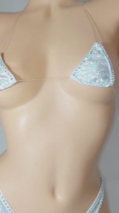 EXTREME Hologram Micro Illusion clear elastic string bikini - Sexy dancer outfits, stripper bikinis, exotic and erotic clothing