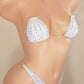 Bridal White Rhinestone transparent and adjustable clear strap string bikini