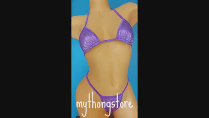 Purple Hologram Thong Bikini Set – Adjustable Rave Wear