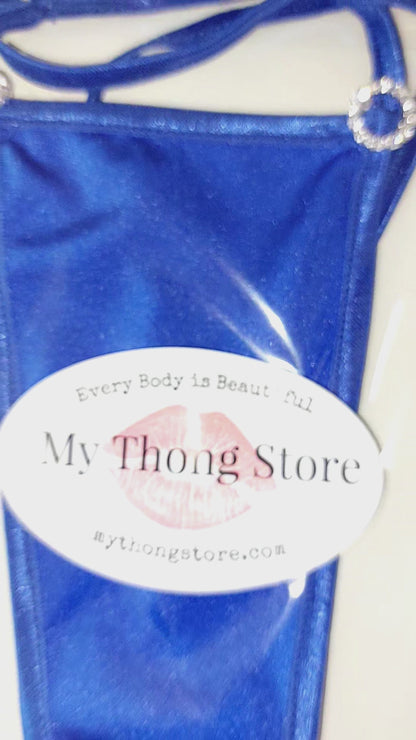 Royal Sapphire Diamond G-string thong * Adjustable diamond straps *