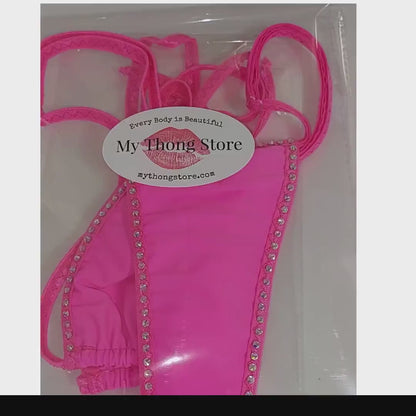 Rhinestone Wide back G-string - Adjustable Waist straps  * XS to XL  * Many Colors!