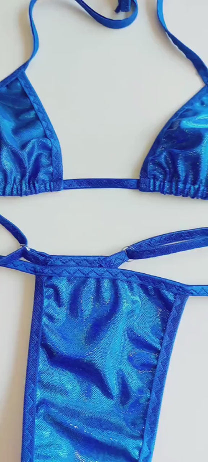 Royal Blue Shimmer Bikini Set, Pole Dance Exotic Wear