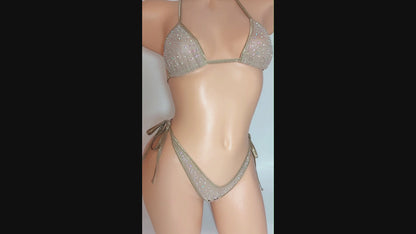 Diamond Dust Tie bikini - AA cup to DD cup - Bottoms from XS to LG * Stripper outfits, exotic dancewear, Micro pole dance fits