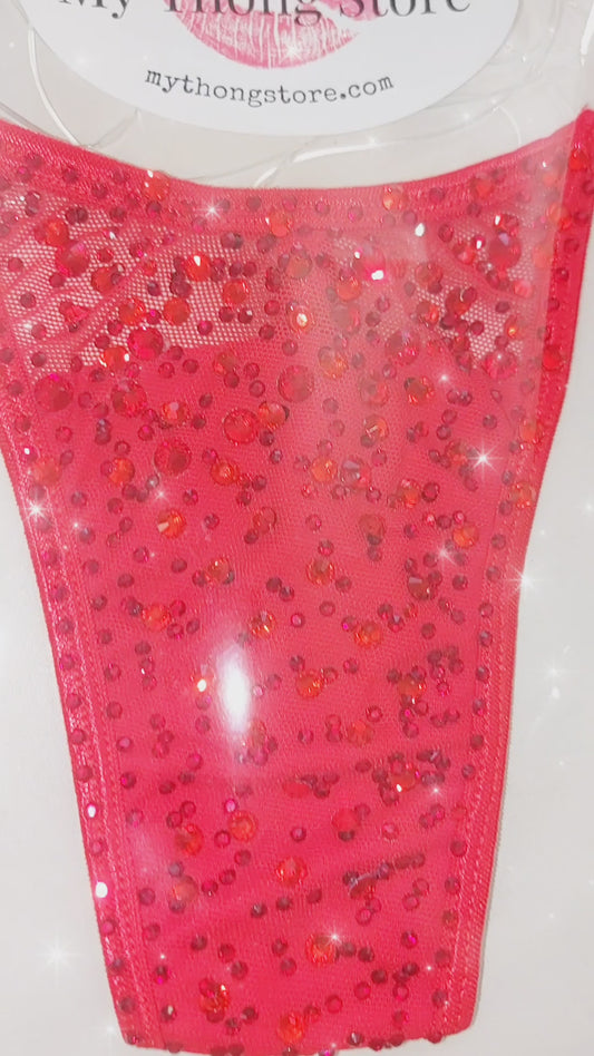 Extra Bedazzled Rhinestone Illusion Thong bottoms: Adjustable Clear Elastic