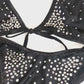 Sexy dancer Black Tie Side ADJUSTABLE One Piece - Covered in rhinestones - designs for Exotic Dancewear, Pole Dance, SW Lingerie, Stripper outfits, Micro