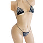 Halloween bikini with rhinestones in a spiderweb design.