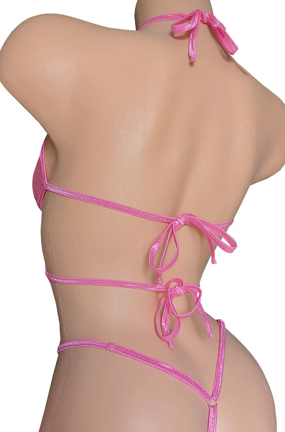 "STAR" in Baby Pink Shimmer - our original design Adjustable one piece with cutouts