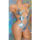 Silver "STAR" adjustable Thongkini one piece bodysuit