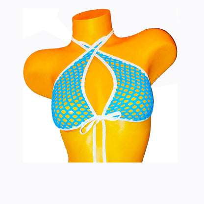 Sexy Stretch Blue Fishnet convertible adjustable thong bikini