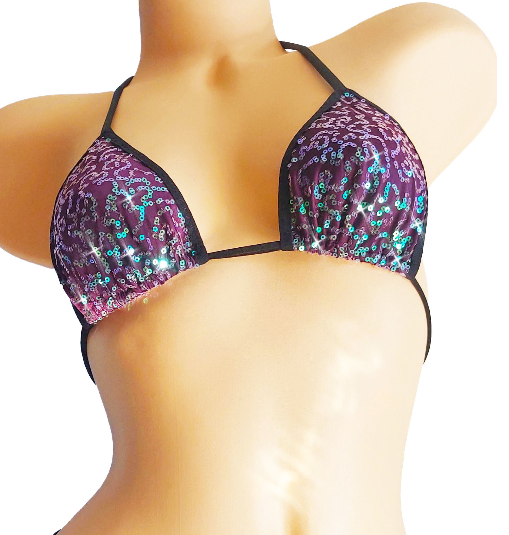 Pink shimmer hologram adjustable thong bikini – my-thong-store