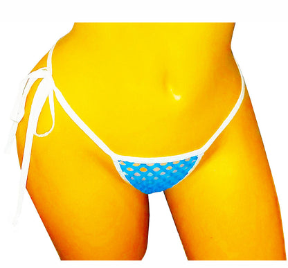 Sexy Stretch Blue Fishnet convertible adjustable thong bikini