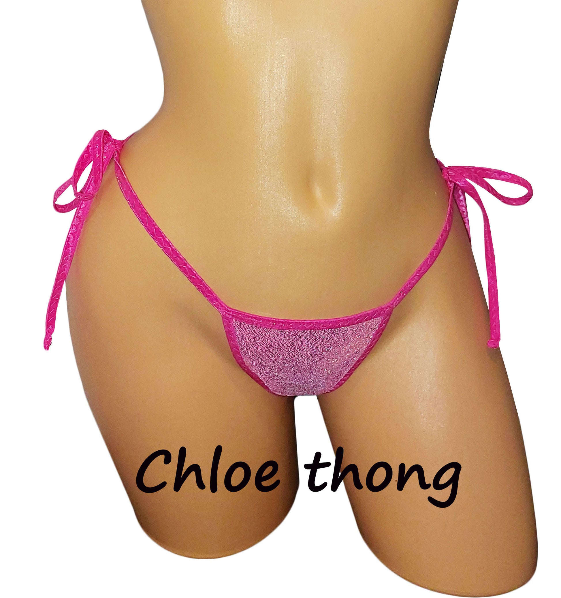 3 thong styles to choose from! 2 piece Pink silver shimmer bikini –  my-thong-store