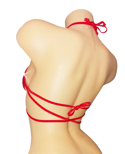 draft Cutout Red Hologram sexy top and matching adjustable thong