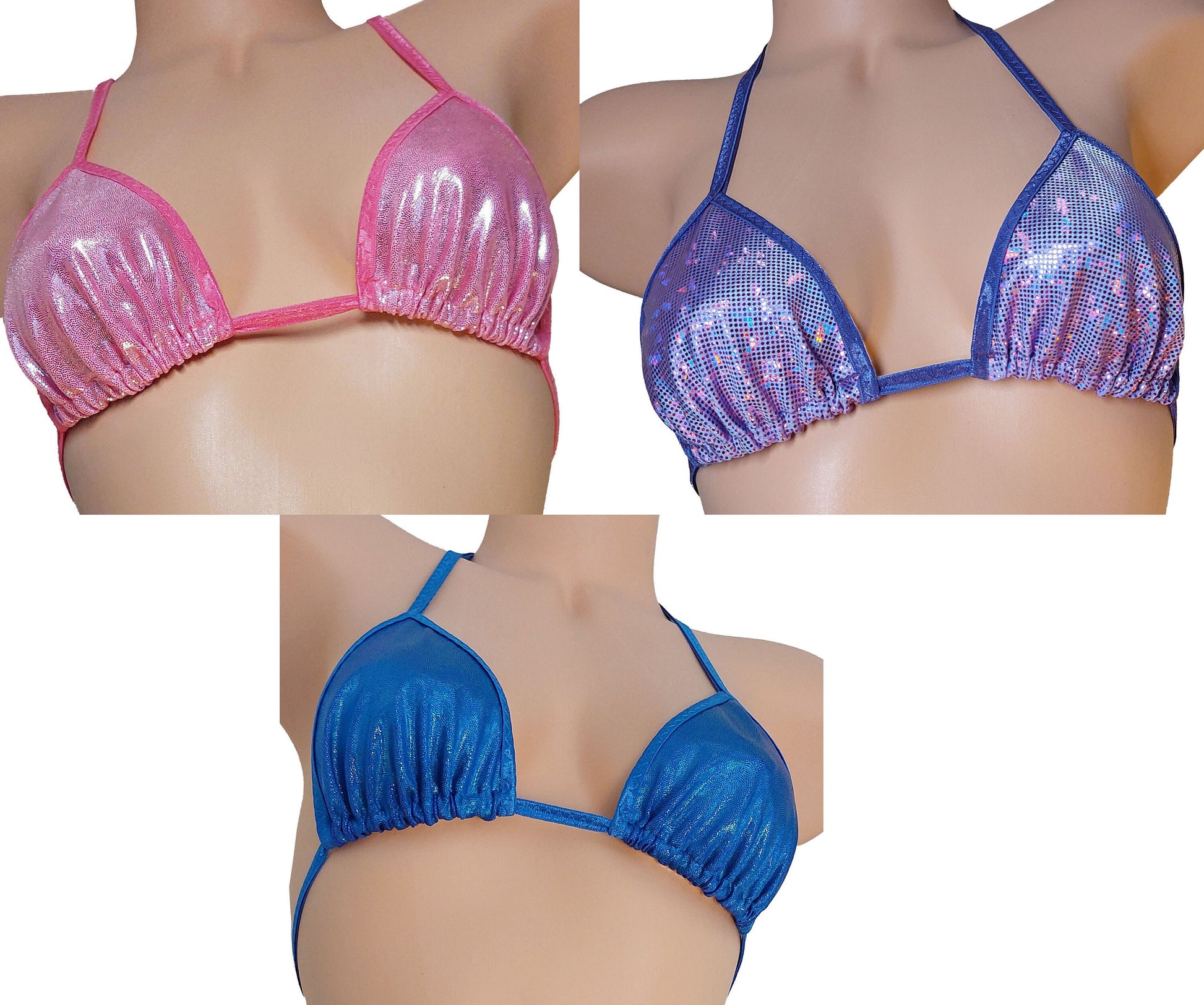 Pink shimmer hologram adjustable thong bikini – my-thong-store