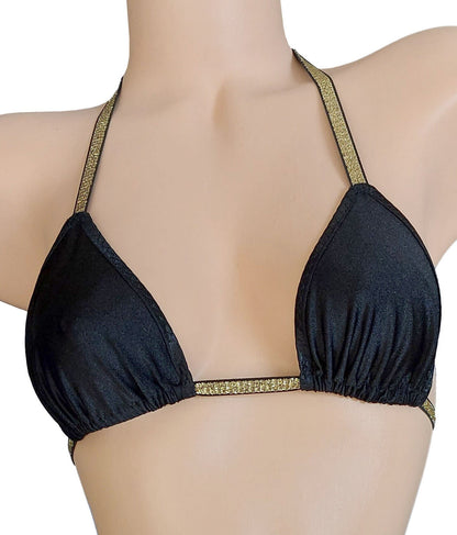 Elegant Gold metallic adjustable strap Whale Tail thong bikini - Stripper & Rave outfits and Exotic dancer wear