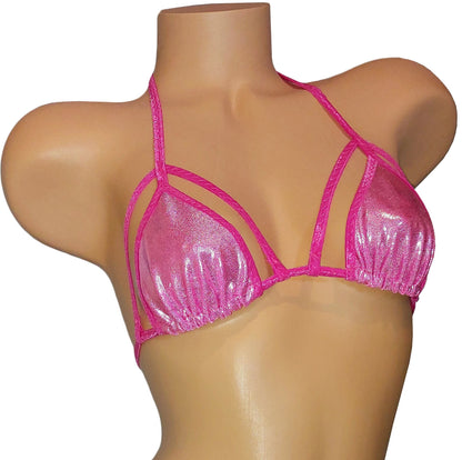 Sexy 2 piece Pink silver shimmer bikini