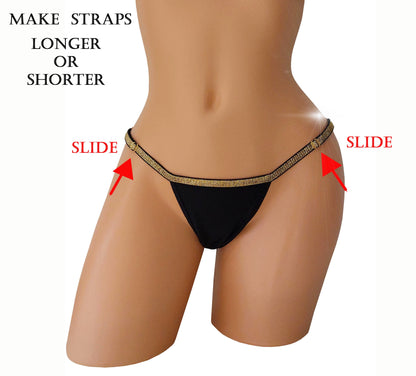 Luxury Rave G-string thong Metallic trim