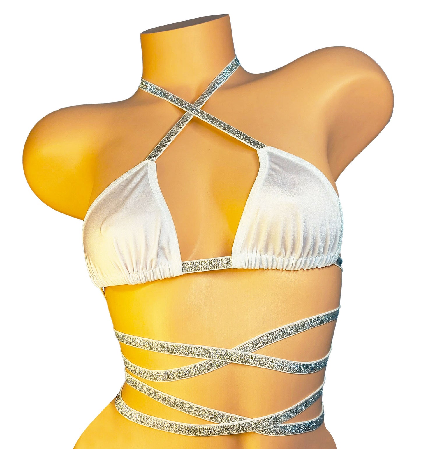 Wedding or Bridal - Works with all cup sizes: Sexy wrap top & Thong~ Great for Bachelorette or EDM Rave