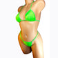 Neon Green ADJUSTABLE waist thong bikini GLOWS in Black Light! Designs for Exotic dancer wear Sexy Cute rave and Stripper outfits –