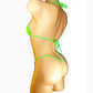 Neon Green ADJUSTABLE waist thong bikini GLOWS in Black Light! Designs for Exotic dancer wear Sexy Cute rave and Stripper outfits –