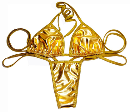 Luxury Gold adjustable waist bikini - Bottoms fits XS to XL. We have AA to DD cups