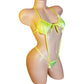 AA to DD cups - Glows in Black Light *The MARYJANE* Rhinestone one piece Thong Bikini in Yellow- 12 colors available - All straps adjustable