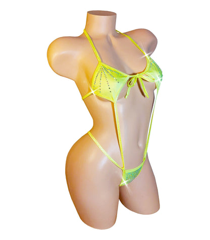 Bedazzled Micro MARYJANE* Rhinestone one piece Monokini *