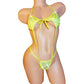 AA to DD cups - Glows in Black Light *The MARYJANE* Rhinestone one piece Thong Bikini in Yellow- 12 colors available - All straps adjustable