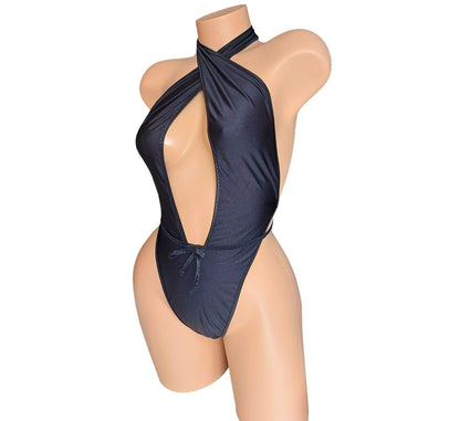 Deep V Halter one piece bodysuit