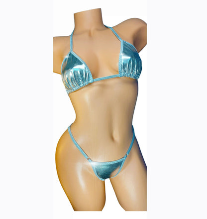 Silver adjustable thong bikini - Sexy Stripper & Rave outfits and Exotic dancer wear - in Silver, Gold or Copper