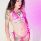 Sexy teeny tiny MICRO HALTER top and Tie side Thong - shown in Baby Pink Shimmer - 4 cup sizes!