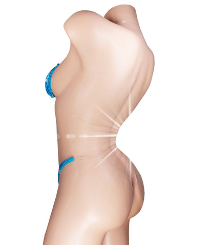 HOLOGRAM Sparkle in our Blue Hologram Adjustable Strap clear invisible elastic two piece thong bikini