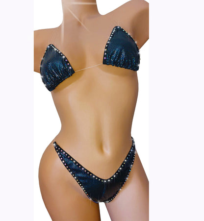 Black Magic Hologram with Rhinestones! Stretch Sparkly hologram Clear invisible elastic ADJUSTABLE XS-XL straps exotic dancer stripper pole