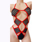 Stretchy Red & Black Adjustable Fishnet One-Piece * Cup sizes from AA to DD* Exotic dancewear Rave Stripper outfits