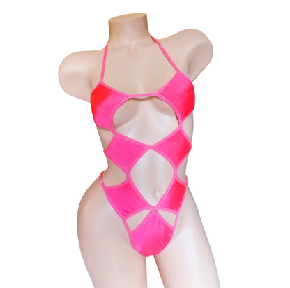 Backless one piece Micro Monokini with cutouts