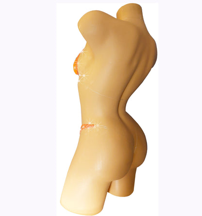 NEON Trim & Fabric GLOWS In Black Light! Orange Rhinestone clear elastic!  AAcup - DDcups Stripper store outfits  exotic dancewear pole