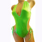 GLOWS in Black Light One-Piece Ties on both Sides* Totally adjustable! AA cups to DD cups. Stripper outfits pole dance exotic dancer rave fest