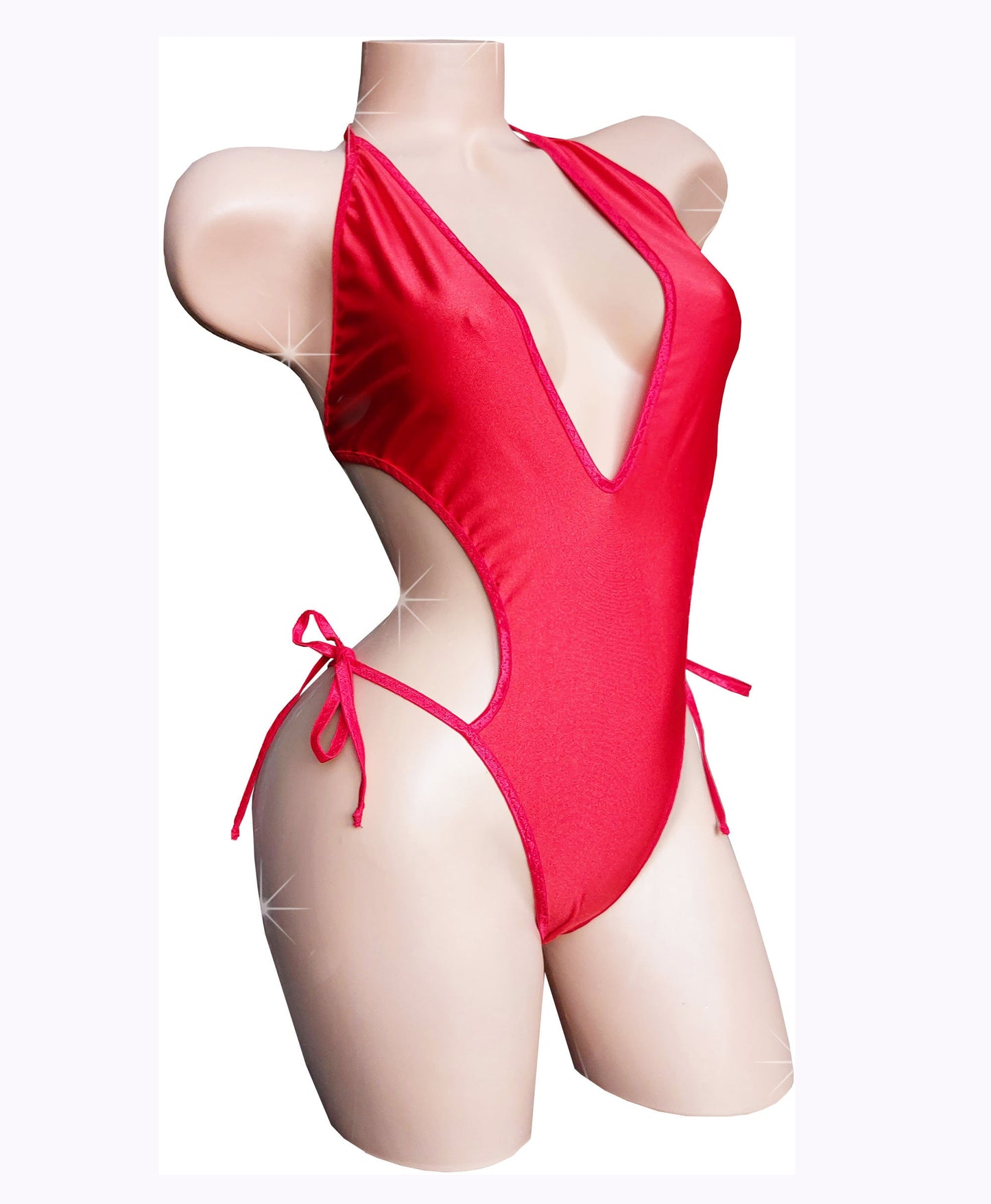 RED Adjustable one-piece adjustable ties*AA cups to DD cups. Whale Tail style thong back! Stripper outfits pole dance exotic dancer rave festival