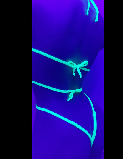 Glow in Black Light! Stretchy, comfy fishnet One-Piece * Exotic dancewear Rave Pole dance Stripper outfits