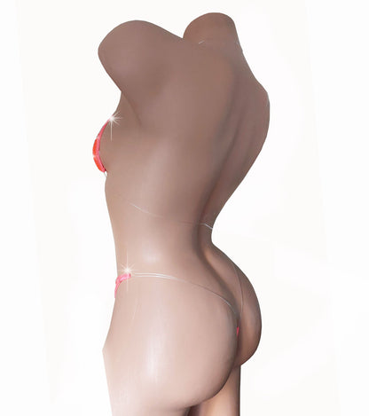 Orange Crush Velvet GLOWS in Black Light! Rhinestones!  5 sizes! Clear invisible elastic straps all ADJUSTABLE! exotic dancer stripper pole